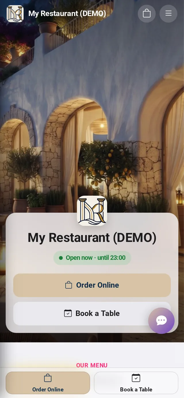 A restaurant website on LinkandBook