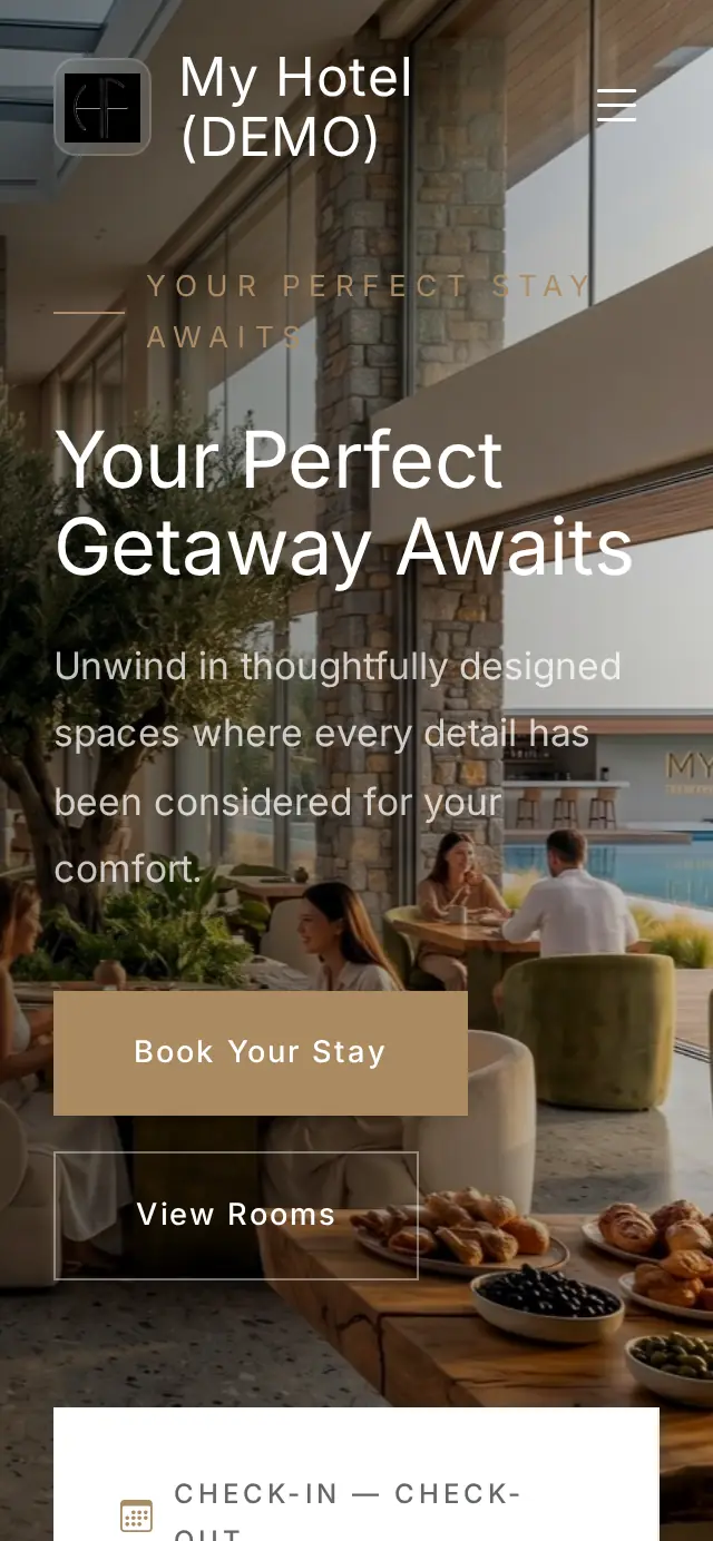 Hotels & stays: the website on a phone